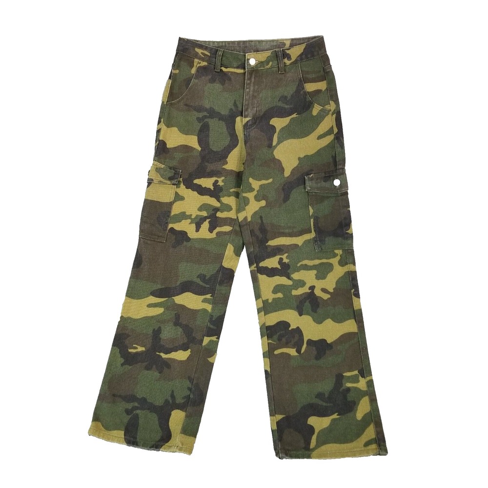 Shein Camo cargo pants Jeans womens medium green cotton 30x30 loose baggy